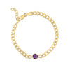 14K GOLD GEM STONES CURB CHAIN BRACELET