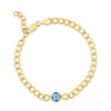 14K GOLD GEM STONES CURB CHAIN BRACELET