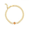 14K GOLD GEM STONES CURB CHAIN BRACELET