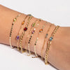 14K GOLD GEM STONES CURB CHAIN BRACELET