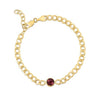 14K GOLD GEM STONES CURB CHAIN BRACELET