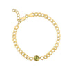 14K GOLD GEM STONES CURB CHAIN BRACELET
