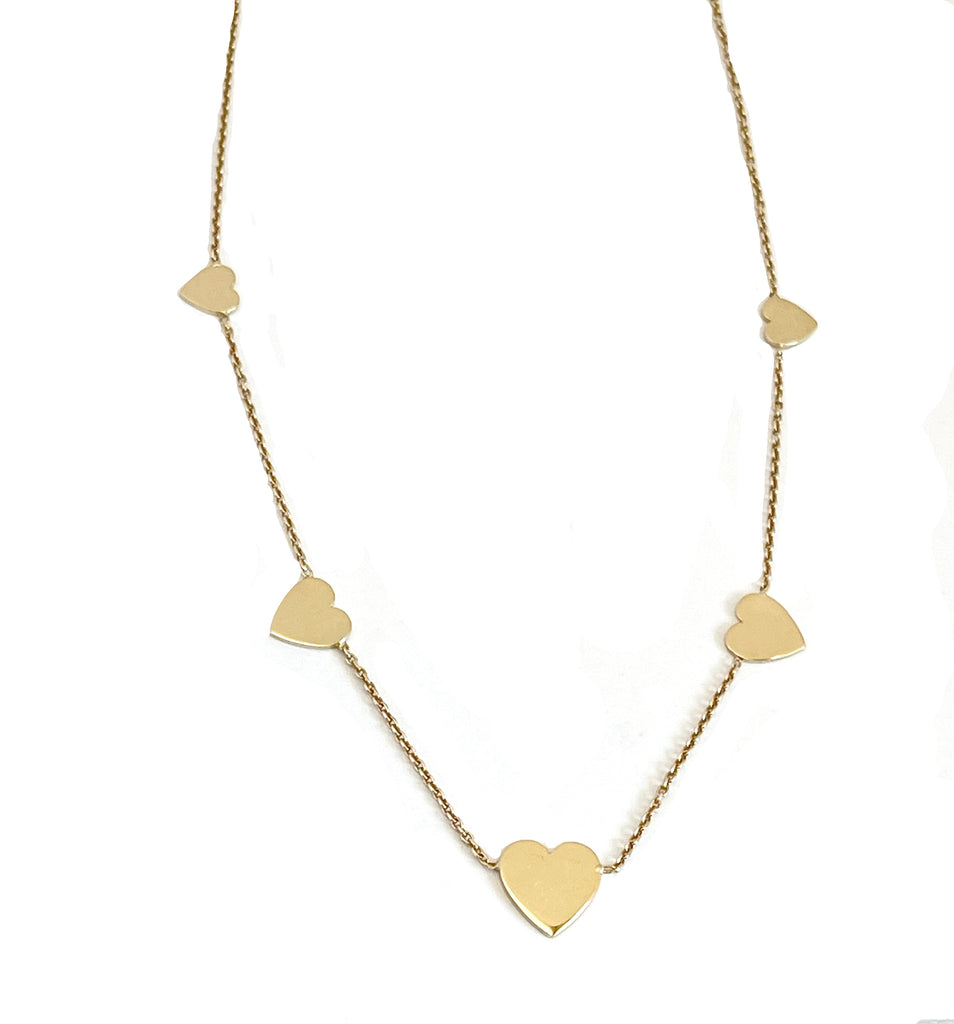 14K NECKLACE WITH FIVE HEARTS