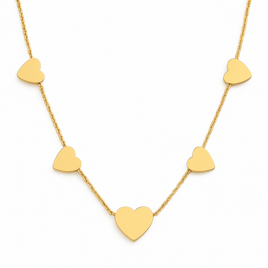 14K NECKLACE WITH FIVE HEARTS