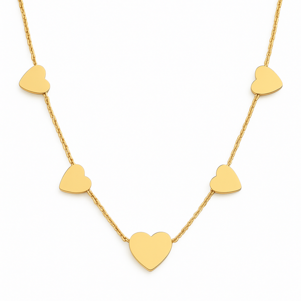 14K NECKLACE WITH FIVE HEARTS