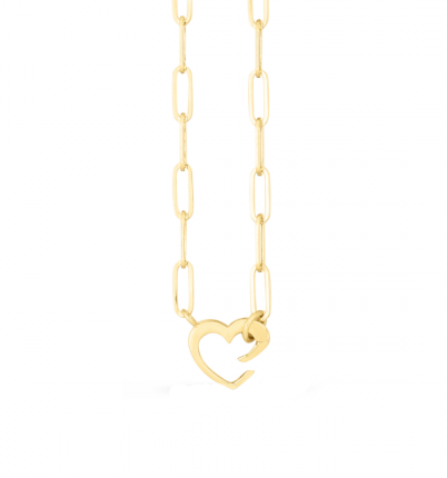 14K PAPERCLIP PUSH-LOCK NECKLACE