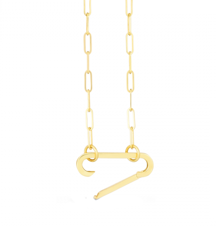 14K PAPERCLIP CHAIN WITH PUSH-LOCK NECKLACE