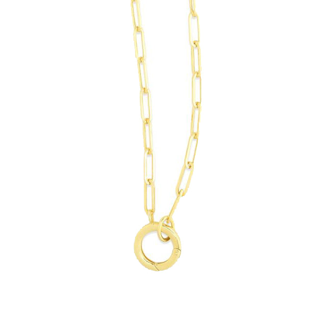 14K PAPERCLIP CHAIN WITH PUSH-LOCK NECKLACE