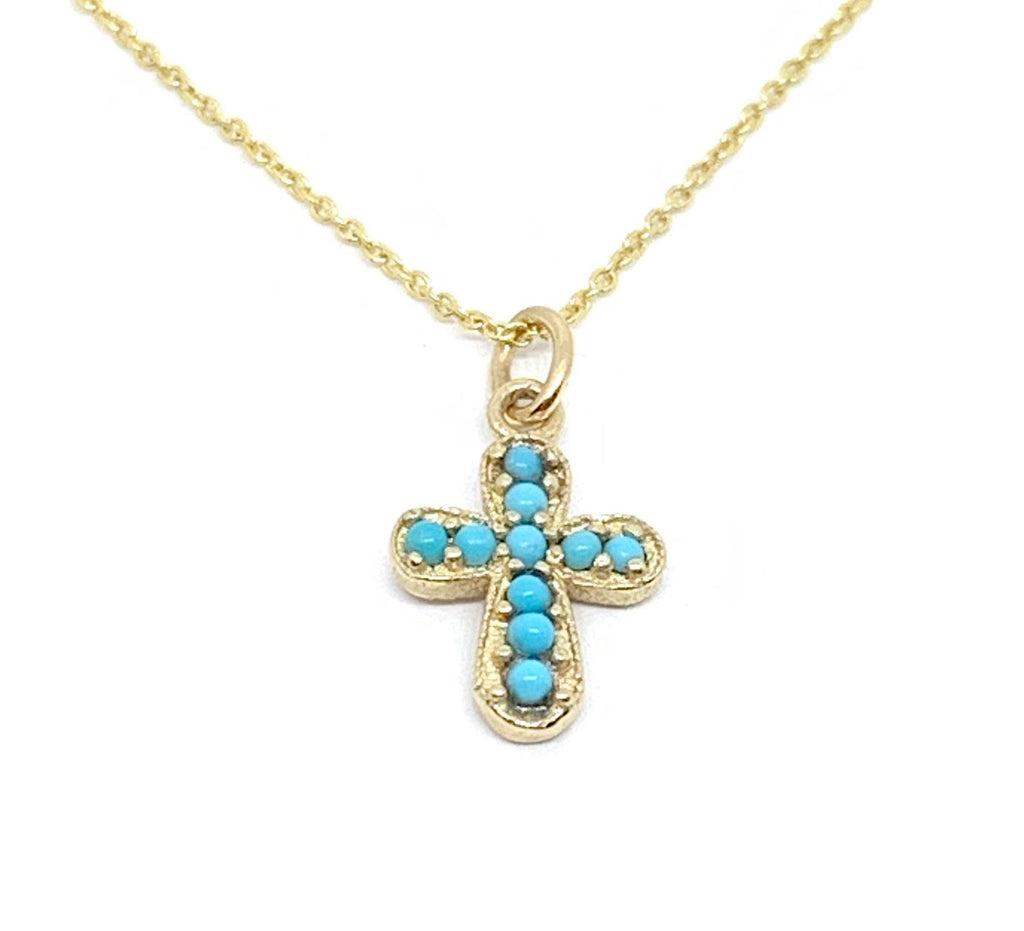 TURQUOISE CROSS GOLD NECKLACE