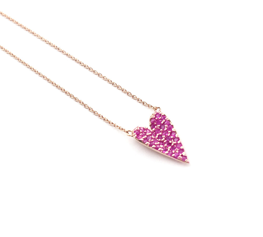 RUBY HEART CHARM NECKLACE